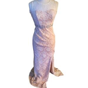 City Triangles Formal Prom Evening Gown Dress Size 7 Lace Sparkles Pink Blush